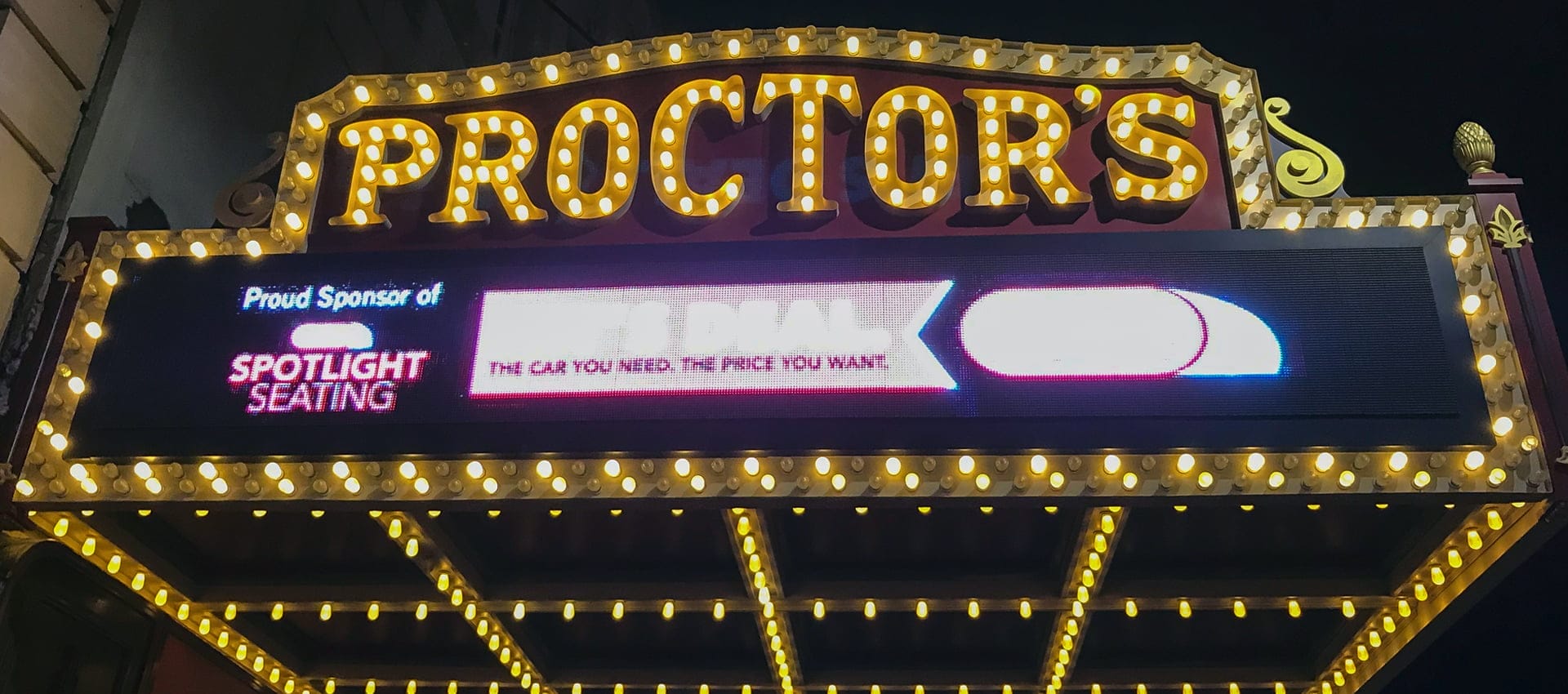 Proctors Theatre marquee. | Photo Courtesy of Andrew Shinn