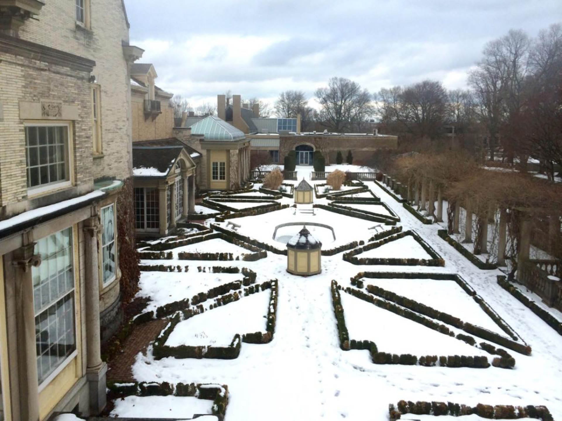 Eastman Museum snow covered gardens