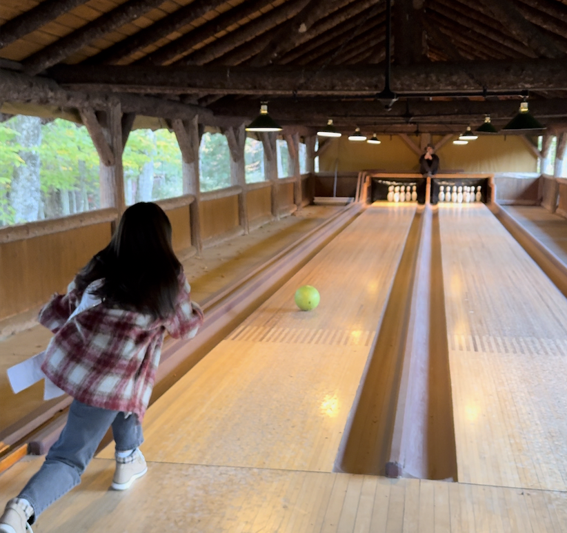 Miss New York bowling at Great Camp Sagamore