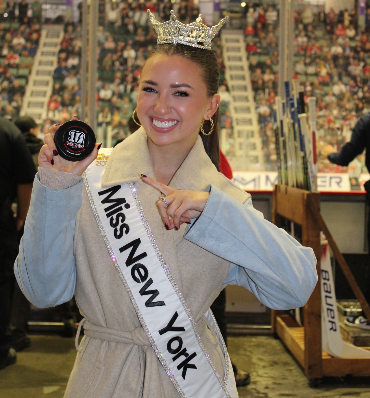 Miss New York drops the puck at the Adirondack Thunder